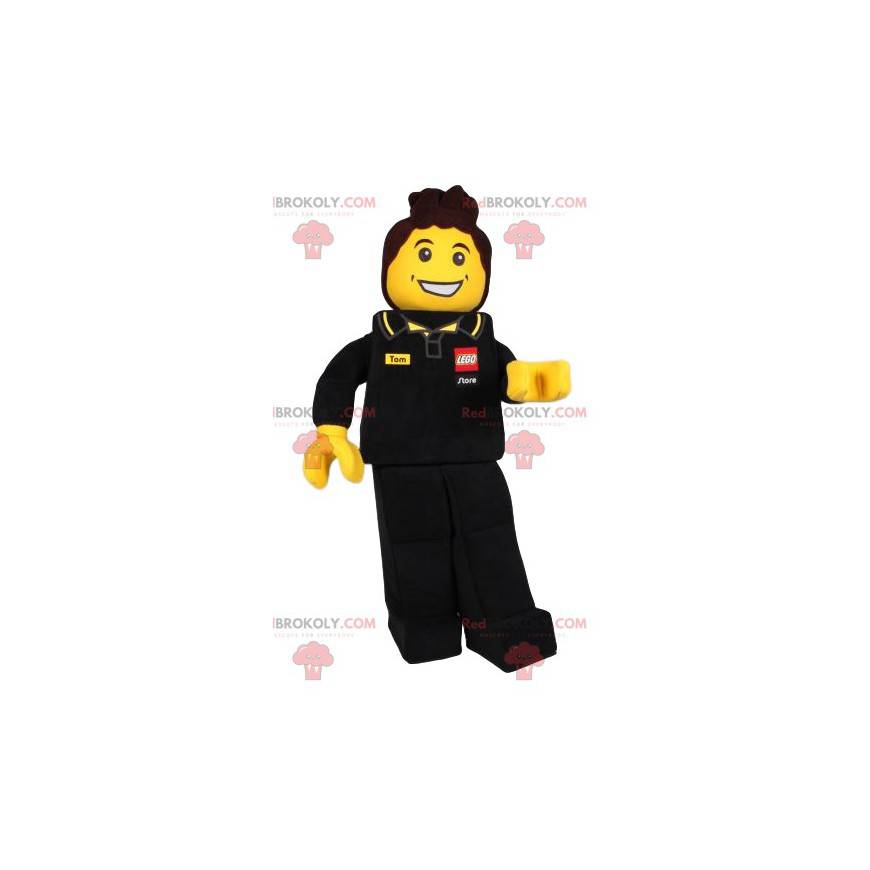 Lojista mascote da Playmobil com roupa de trabalho preta -