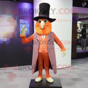 Peach Witch'S Hat mascot costume character dressed with a Suit Pants and Cufflinks