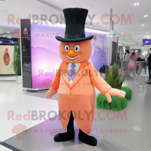 Peach Witch'S Hat mascot costume character dressed with a Suit Pants and Cufflinks