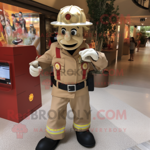 Tan Fire Fighter mascot costume character dressed with a Jeggings and Necklaces