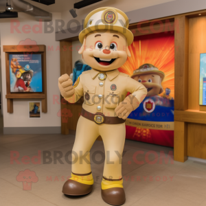 Tan Fire Fighter mascot costume character dressed with a Jeggings and Necklaces
