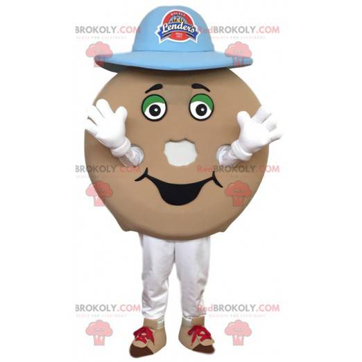 Bagel mascot with a blue hat. Bagel Costume - Redbrokoly.com