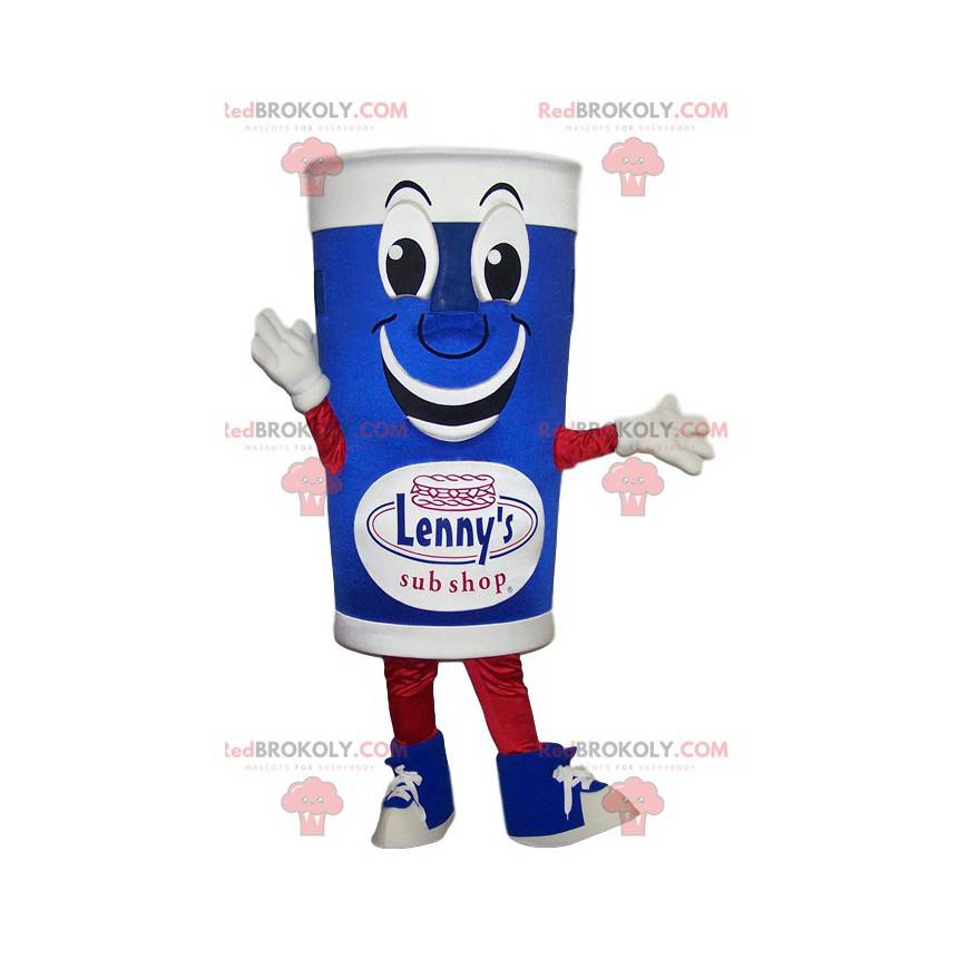 Mascotte de verre bleu et blanc souriant - Redbrokoly.com