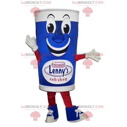 Mascotte de verre bleu et blanc souriant - Redbrokoly.com