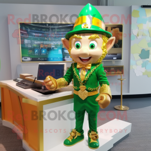 Goud Leprechaun mascotte...