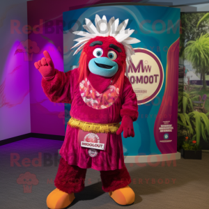 Magenta Chief mascot costume character dressed with a Cover-up and Rings