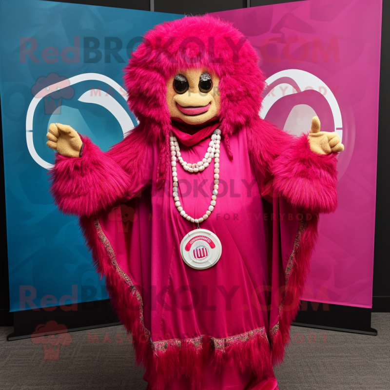 Magenta Chief mascot costume character dressed with a Cover-up and Rings Magenta Chief mascot costume character dressed with a Cover-up and Rings