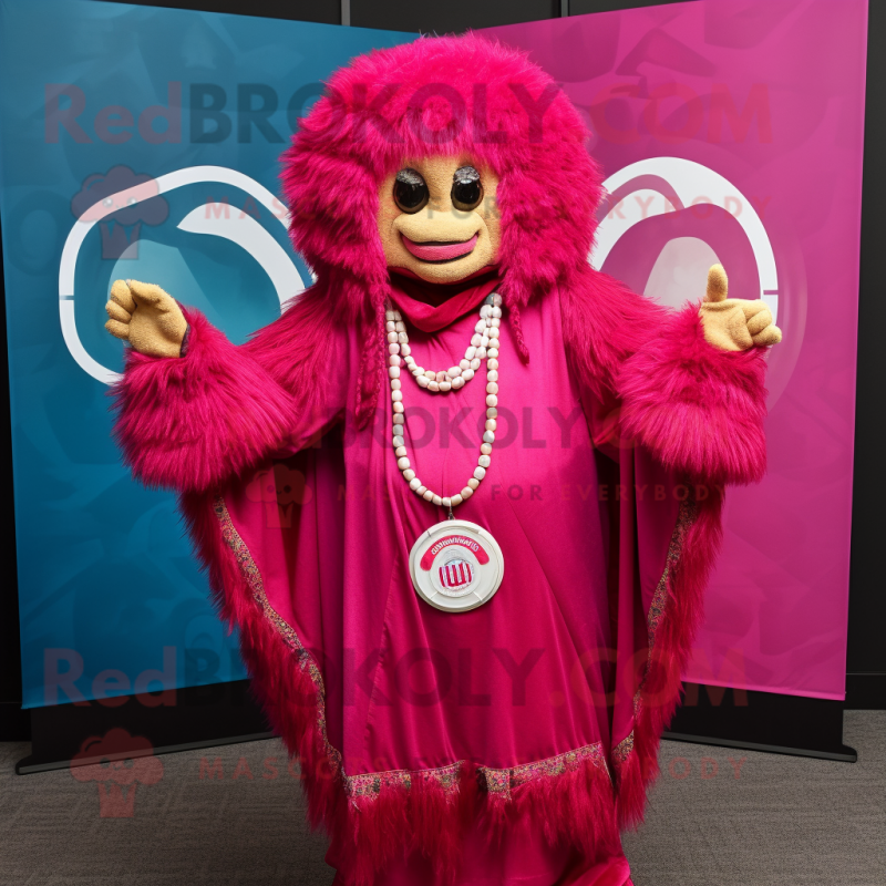 Magenta Chief mascot costume character dressed with a Cover-up and Rings