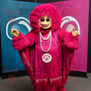 Magenta Chief mascot costume character dressed with a Cover-up and Rings