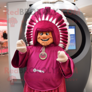 Magenta Chief mascot costume character dressed with a Cover-up and Rings