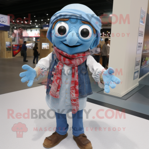 nan Gyro mascot costume character dressed with a Denim Shirt and Scarf clips
