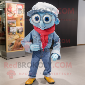 nan Gyro mascot costume character dressed with a Denim Shirt and Scarf clips