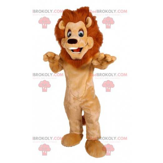 Mascota de león con una hermosa melena. Disfraz de leon -