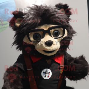 nan Spectacled Bear mascot costume character dressed with a V-Neck Tee and Hair clips