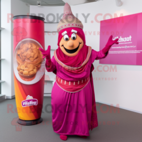 Magenta Biryani mascot costume character dressed with a Maxi Dress and Cummerbunds