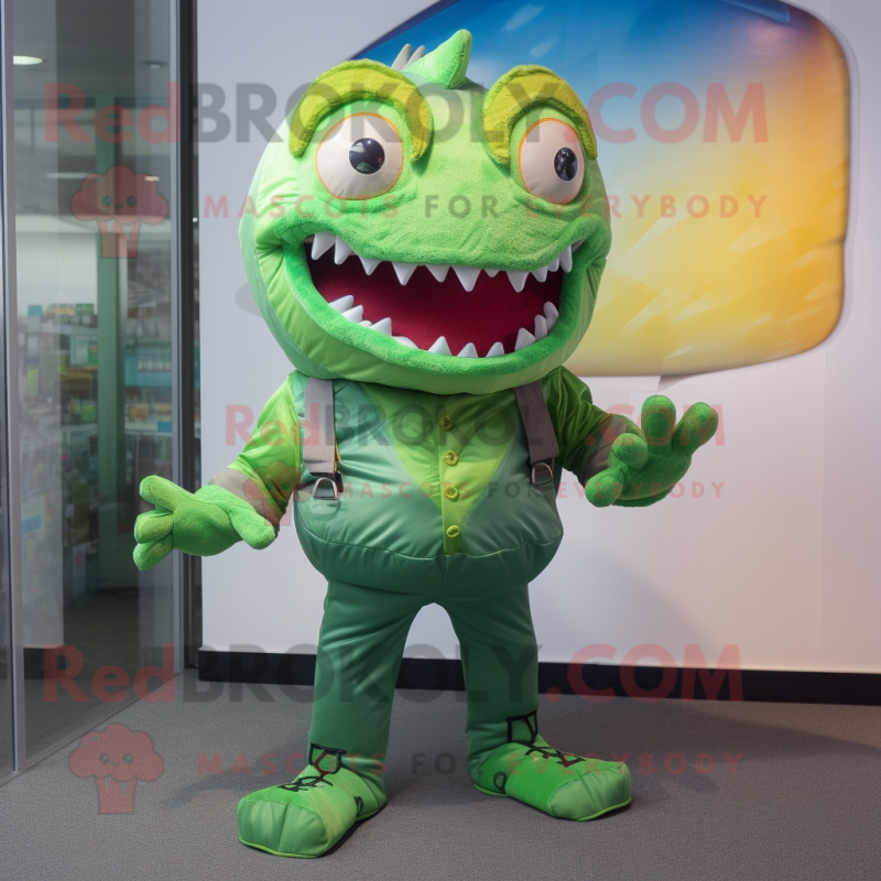 Green Piranha mascot costume character dressed with a Jeggings and Ties Green Piranha mascot costume character dressed with a Jeggings and Ties