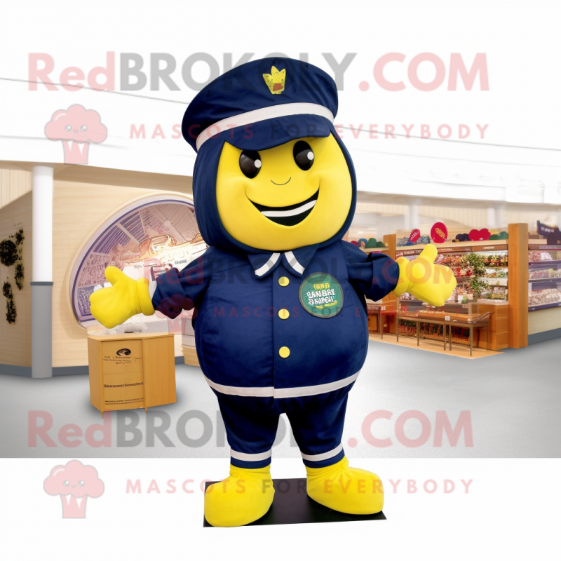 Navy Squash mascot costume character dressed with a Romper and Wraps