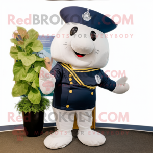 Navy Squash mascot costume character dressed with a Romper and Wraps