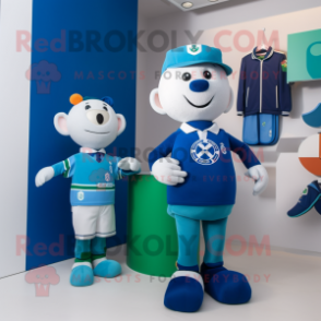 Blue Irish Flag mascot costume character dressed with a Polo Tee and Handbags