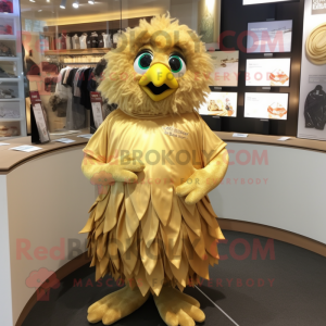 Gold Quail maskot kostume...