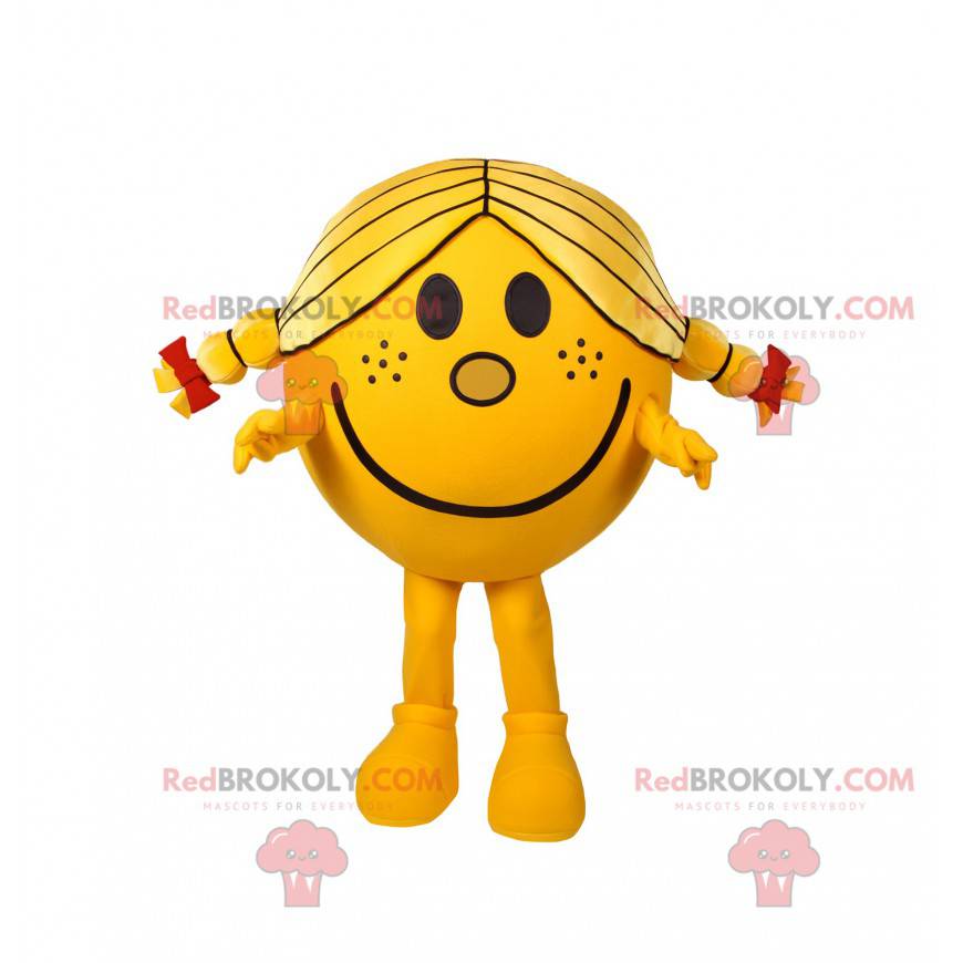 Klein meisje mascotte rond en geel met mooie dekbedden - Klein meisje mascotte rond en geel met mooie dekbedden -