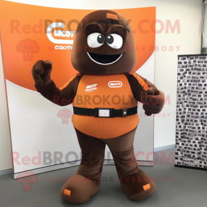 Orange Chocolate Bars mascot costume character dressed with a Moto Jacket and Belts