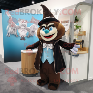 Brown Tooth Fairy mascot costume character dressed with a Tuxedo and Scarves