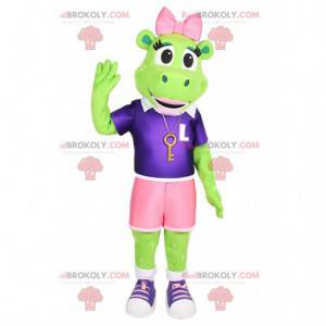 Mascotte della mucca al neon verde. Costume da mucca -