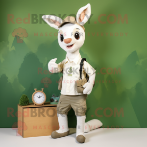 White Roe Deer mascot costume character dressed with a Cargo Pants and Earrings