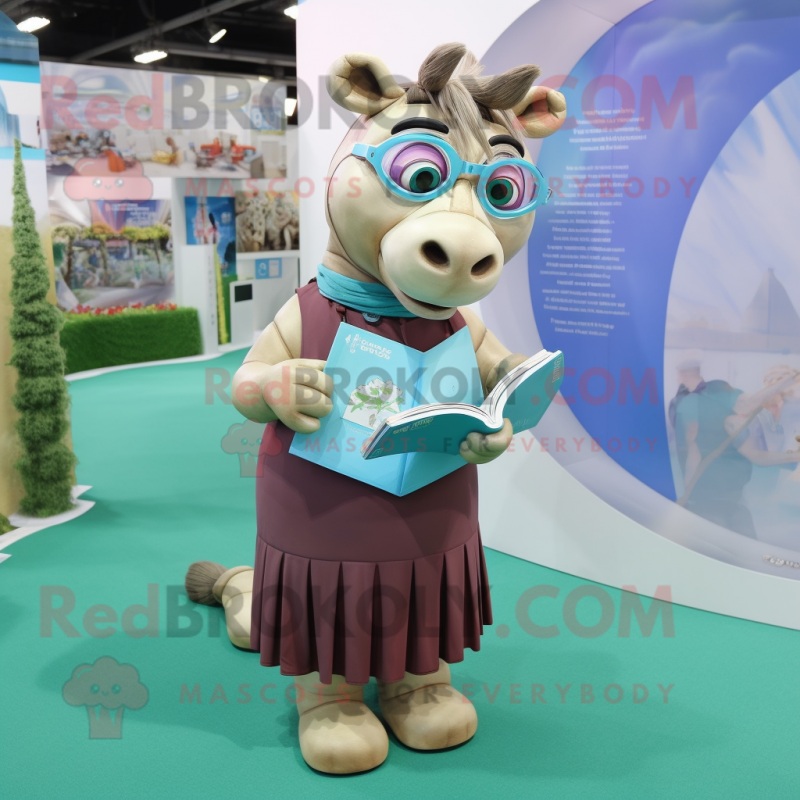 nan Quagga mascot costume character dressed with a Skirt and Reading glasses