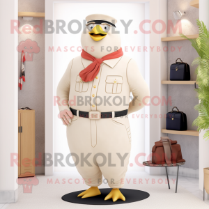 Beige Pigeon mascot costume character dressed with a Dress Pants and Belts