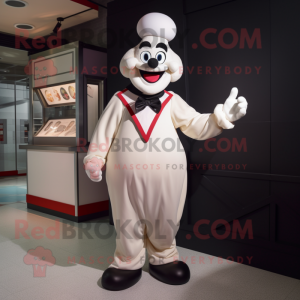 Cream Clown mascot costume character dressed with a Tuxedo and Headbands