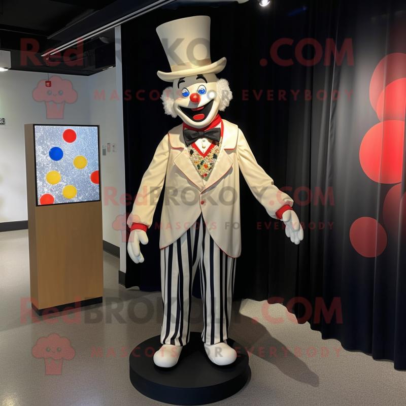 Cream Clown mascot costume character dressed with a Tuxedo and Headbands Cream Clown mascot costume character dressed with a Tuxedo and Headbands