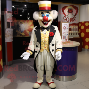 Cream Clown mascot costume character dressed with a Tuxedo and Headbands