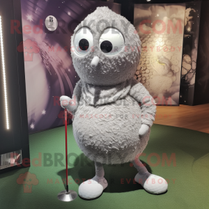 Silver Golf Ball mascot costume character dressed with a Leggings and Shawls