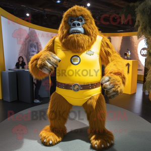 Geel Sasquatch mascotte...