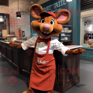 Rust Ratatouille mascot costume character dressed with a T-Shirt and Bow ties