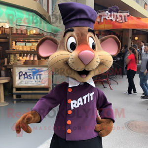 Rust Ratatouille mascot costume character dressed with a T-Shirt and Bow ties