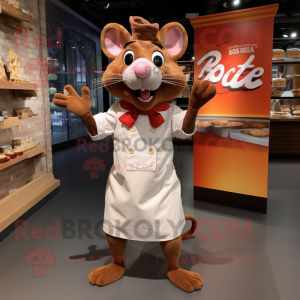 Rust Ratatouille mascot costume character dressed with a T-Shirt and Bow ties