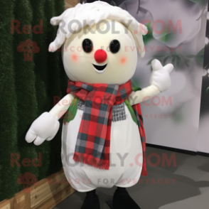 White Radish mascot costume character dressed with a Flannel Shirt and Scarf clips