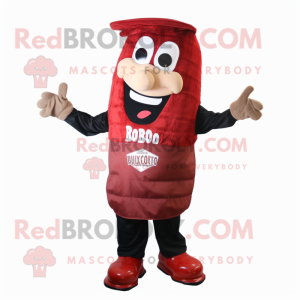 Red Bbq Ribs mascot costume character dressed with a Oxford Shirt and Foot pads