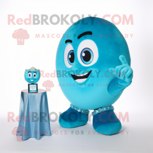 Turquoise Engagement Ring mascot costume character dressed with a Boyfriend Jeans and Rings