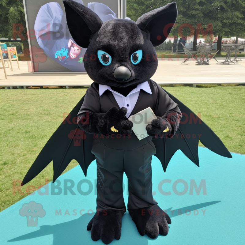 Black Bat mascot costume character dressed with a Polo Tee and Pocket squares