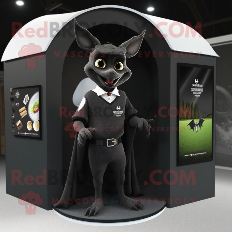 Black Bat mascot costume character dressed with a Polo Tee and Pocket squares Black Bat mascot costume character dressed with a Polo Tee and Pocket squares