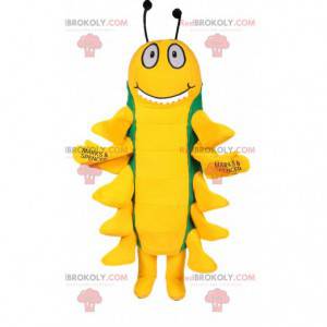 Mascote lagarta amarela e verde muito engraçado - Redbrokoly.com