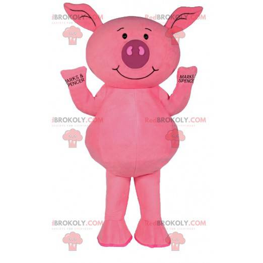 Maskot liten rosa gris. Rosa grisdräkt. - Redbrokoly.com