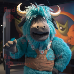 Teal Yak mascotte kostuum...