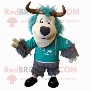 Teal Yak mascotte kostuum...