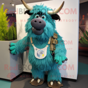 Teal Yak mascotte kostuum...