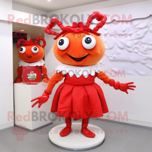 nan Crab Cakes mascot costume character dressed with a Pencil Skirt and Brooches